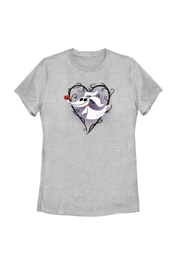 Women's The Nightmare Before Christmas Distressed Heart Zero Graphic Tee Black X Large