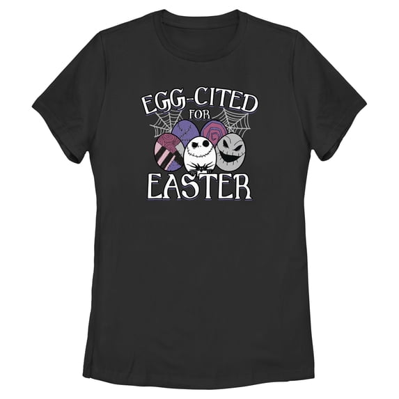 Women's The Nightmare Before Christmas Egg-Cited for Easter Graphic Tee Black X Large
