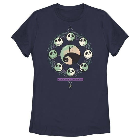 Women's The Nightmare Before Christmas Forever & Always Couple Graphic Tee Navy Blue Medium