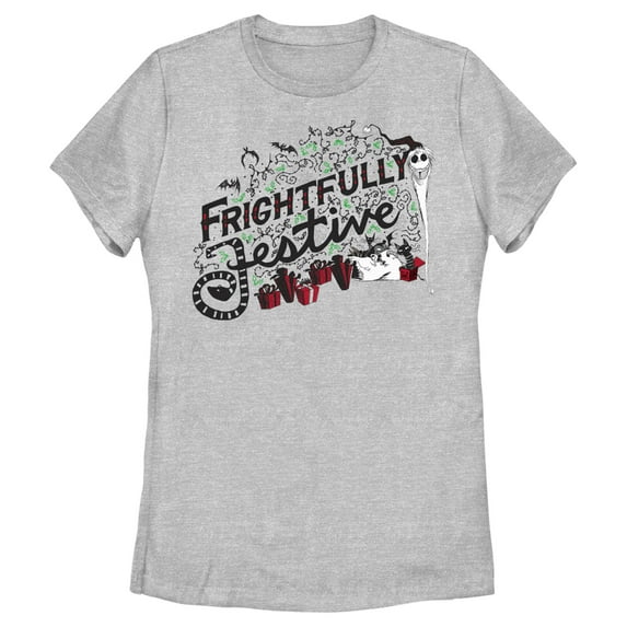 Women's The Nightmare Before Christmas Frightfully Festive Jack Graphic Tee Athletic Heather Small