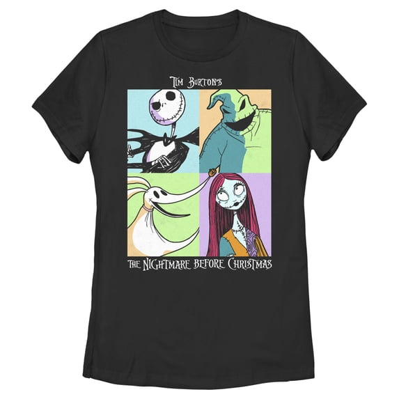Women's The Nightmare Before Christmas Group Character Portraits Graphic Tee Black X Large