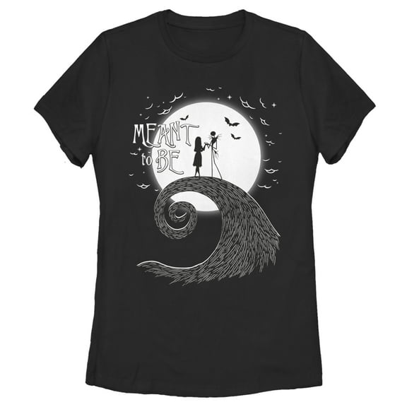 Women's The Nightmare Before Christmas Halloween Jack Skellington Sally Meant to Be  Graphic Tee Black Small
