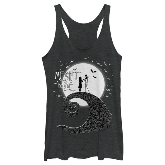 Women's The Nightmare Before Christmas Halloween Jack Skellington Sally Meant to Be  Racerback Tank Top Black Heather X Large