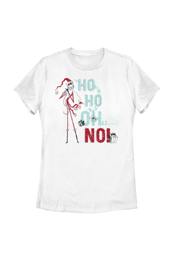 Women's The Nightmare Before Christmas Ho Ho Oh No Sandy Claws  Graphic Tee White 2X Large
