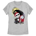 thumbnail image 1 of Women's The Nightmare Before Christmas Jack and Sally Christmas Portrait Graphic Tee Athletic Heather X Large, 1 of 4
