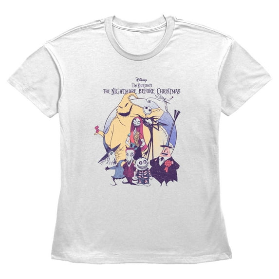 Women's The Nightmare Before Christmas Main Characters Portrait Graphic Tee White 2X Large