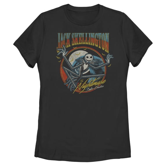 Women's The Nightmare Before Christmas Retro Jack Skellington Graphic Tee Black 2X Large