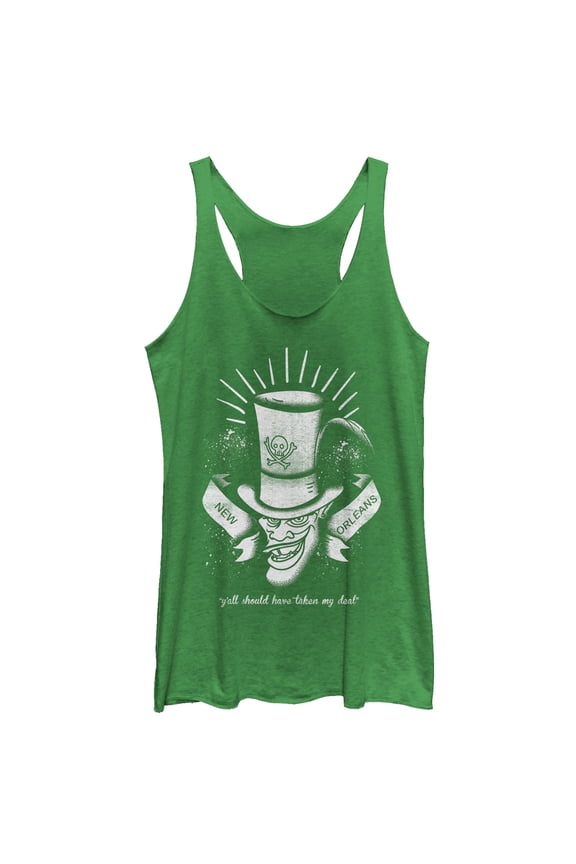 Women's The Princess and the Frog Shadow Man Deal  Racerback Tank Top Envy Green X Large