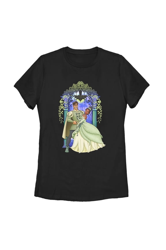 Women's The Princess and the Frog Wedding Pose Graphic Tee Black X Large