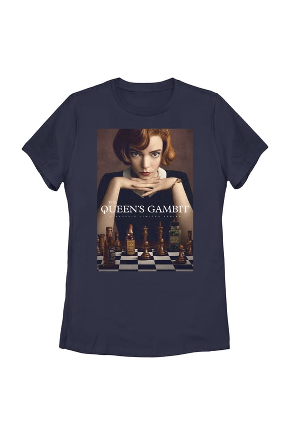 Women's The Queen's Gambit Beth Harmon Poster Graphic Tee Navy Blue Small