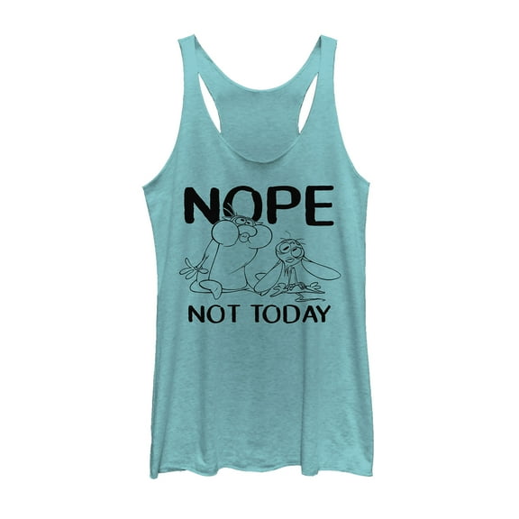 Women's The Ren & Stimpy Show Nope Not Today  Racerback Tank Top Tahiti Blue X Large