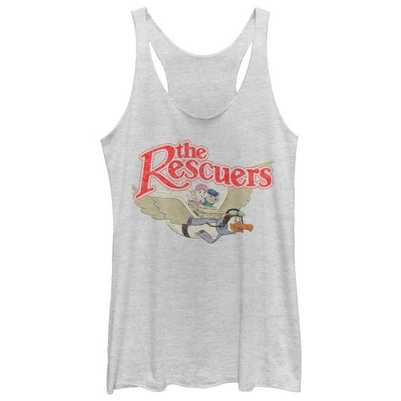 Women's The Rescuers Down Under Flight Racerback Tank Top White Heather Large