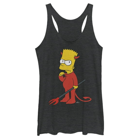 Women's The Simpsons Devil Bart Racerback Tank Top Black Heather Large