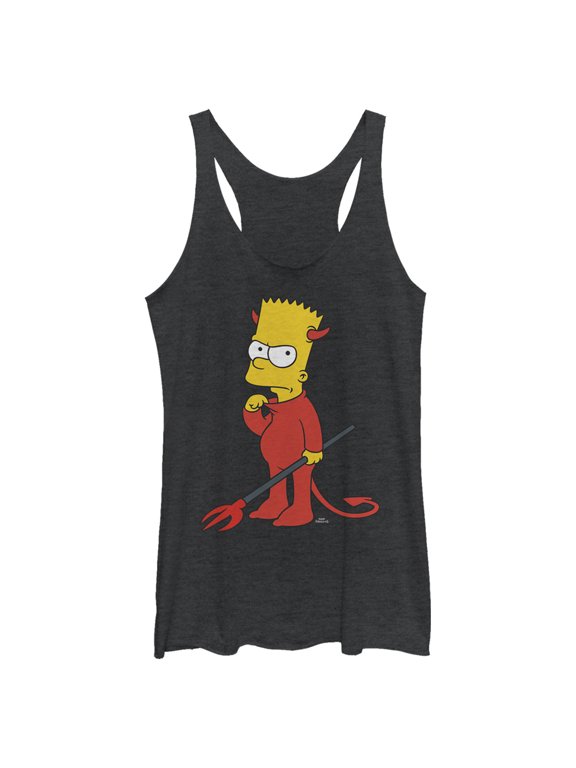 Women's The Simpsons Devil Bart Racerback Tank Top Black Heather Large