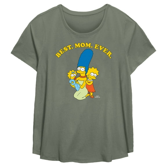 Women's The Simpsons Marge Best Mom Ever Graphic Tee Sage Green 0X