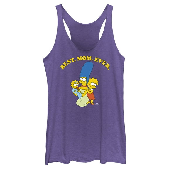 Women's The Simpsons Marge Best Mom Ever  Racerback Tank Top Purple Heather X Large