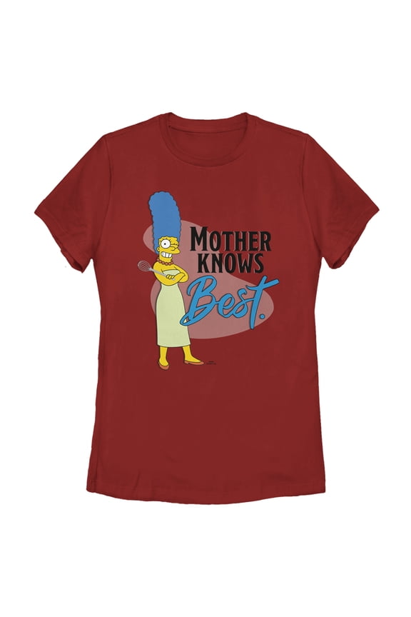 Women's The Simpsons Marge Mother Knows Best Graphic Tee Red Medium