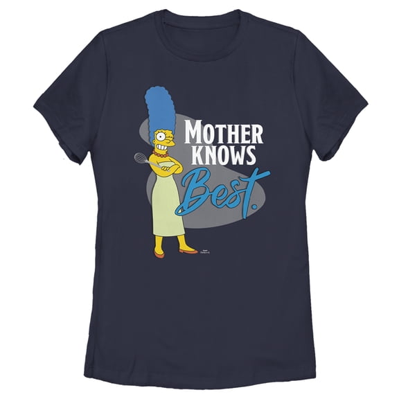 Women's The Simpsons Mother Knows Best Marge Graphic Tee Navy Blue Small