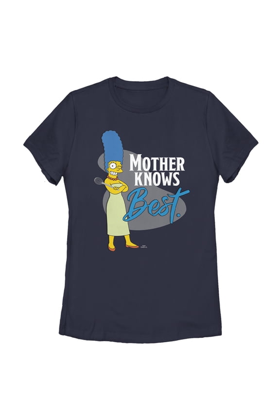Women's The Simpsons Mother Knows Best Marge Graphic Tee Navy Blue Small