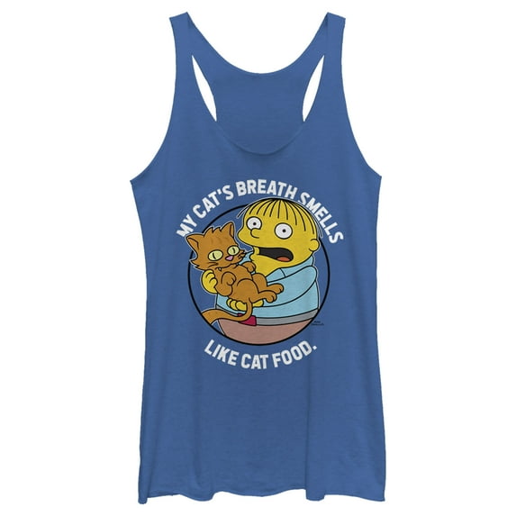 Women's The Simpsons Ralph and His Cat Racerback Tank Top Royal Blue Heather Medium