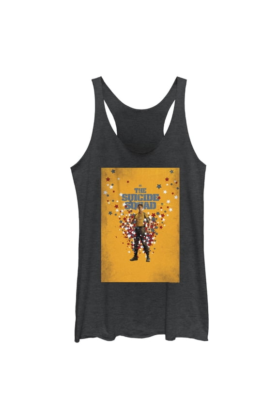 Women's The Suicide Squad Colonel Rick Flag Poster Racerback Tank Top Black Heather Large
