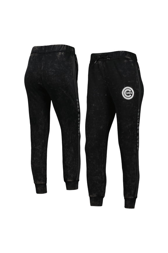 Women's The Wild Collective Black Chicago Cubs Marble Jogger Pants