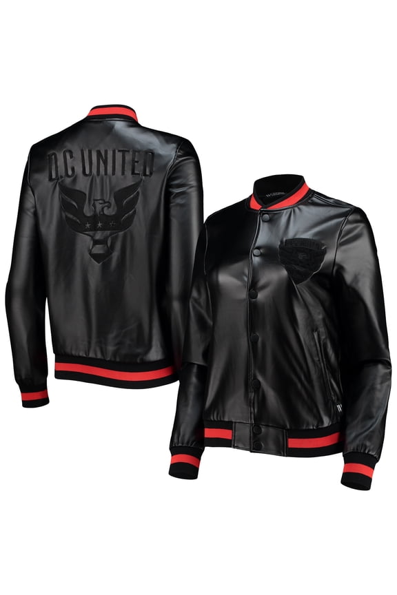 Women's The Wild Collective Black D.C. United Full-Snap Bomber Jacket