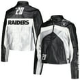 thumbnail image 1 of Women's The Wild Collective  Black Las Vegas Raiders Faux Leather Full-Zip Racing Jacket, 1 of 4