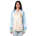 thumbnail image 1 of Women's The Wild Collective Cream Los Angeles Dodgers Oversized Satin Raglan Full-Snap Bomber Jacket, 1 of 2