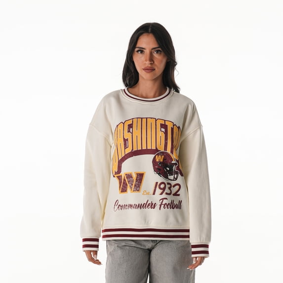 Women's The Wild Collective Cream Washington Commanders Oversized Vintage French Terry Sweatshirt