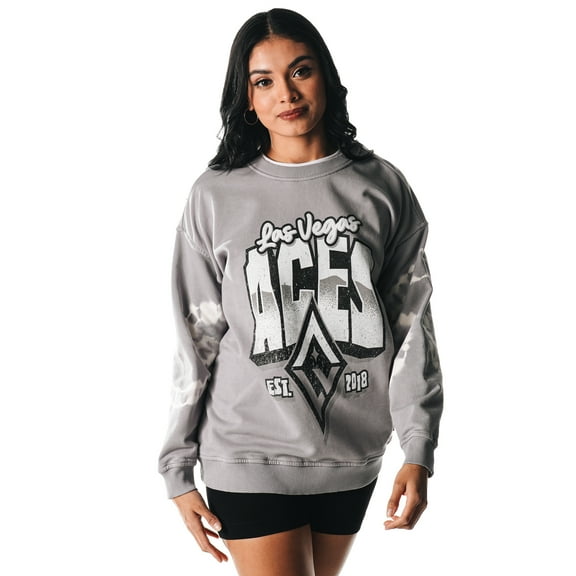 Women's The Wild Collective Gray Las Vegas Aces Double Collar Fleece Pullover Sweatshirt
