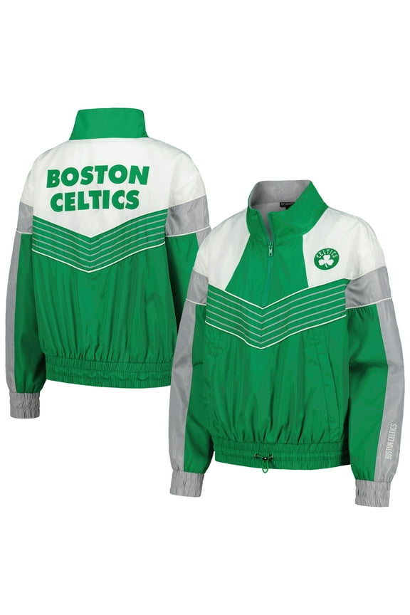 Women's The Wild Collective Kelly Green Boston Celtics Courtside Half-Zip Track Jacket