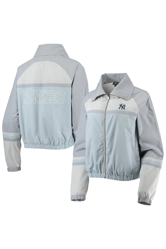 Women's The Wild Collective Navy New York Yankees Colorblock Track Raglan Full-Zip Jacket