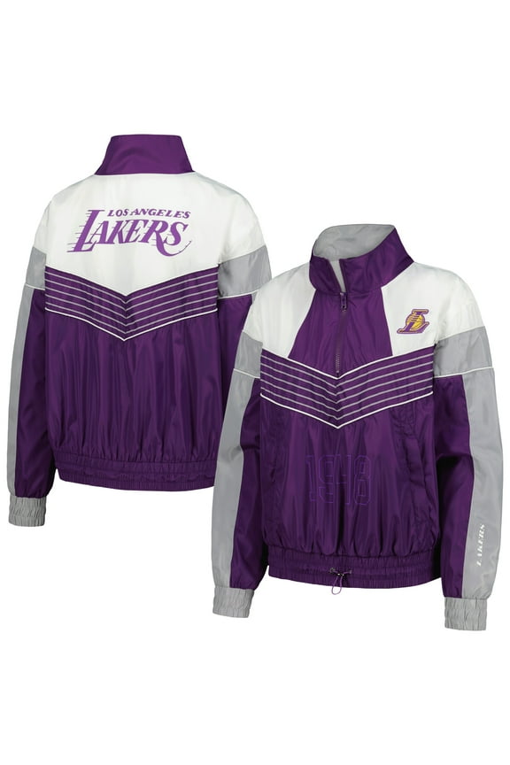 Women's The Wild Collective Purple Los Angeles Lakers Courtside Half-Zip Track Jacket