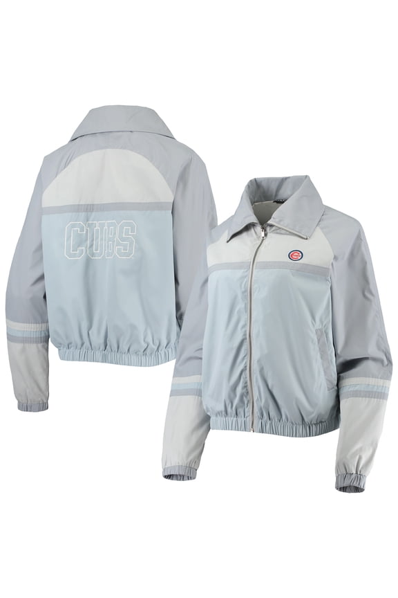 Women's The Wild Collective Royal Chicago Cubs Colorblock Track Raglan Full-Zip Jacket