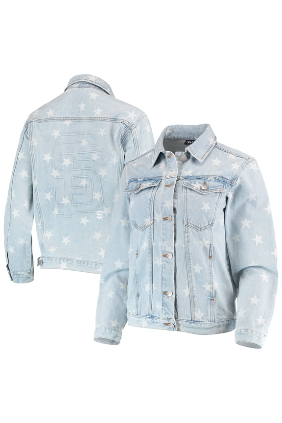 Women's The Wild Collective San Francisco Giants Allover Print Button-Up Denim Jacket