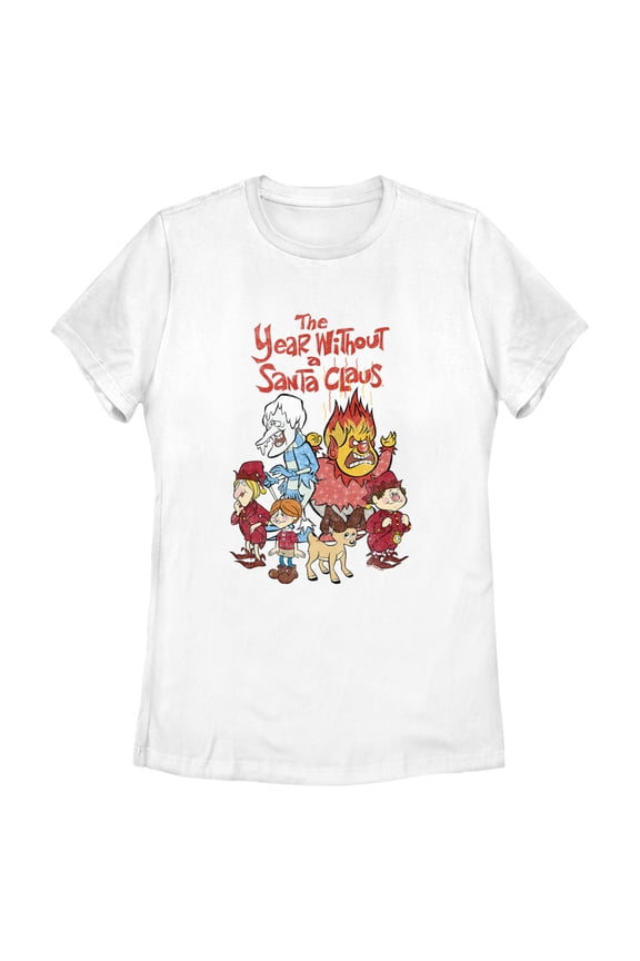 Women's The Year Without a Santa Claus Group Shot Graphic Tee White 2X Large