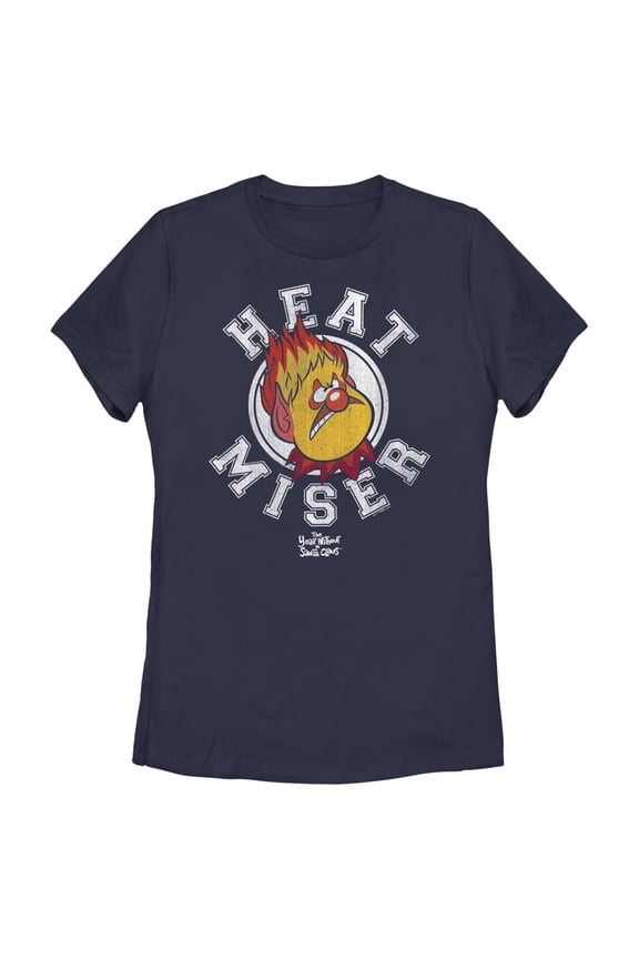 Women's The Year Without a Santa Claus Heat Miser Stamp Graphic Tee Navy Blue Small
