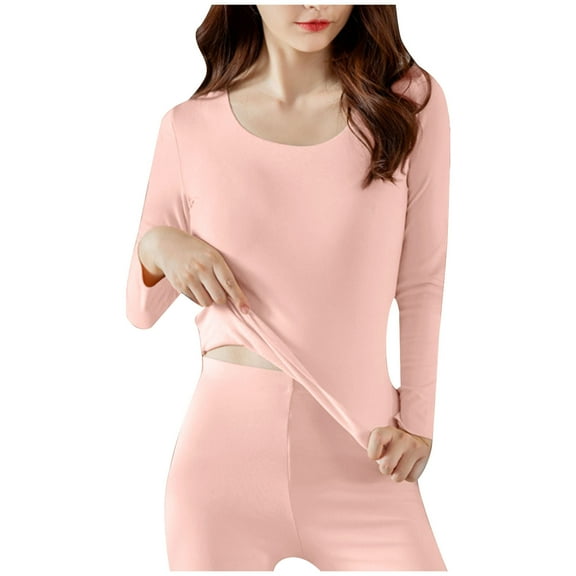Women's Thermal Base Layer Top Ultrathin Modal Thermal Shirts Scoop Neck Long Sleeve Undershirt Pink M