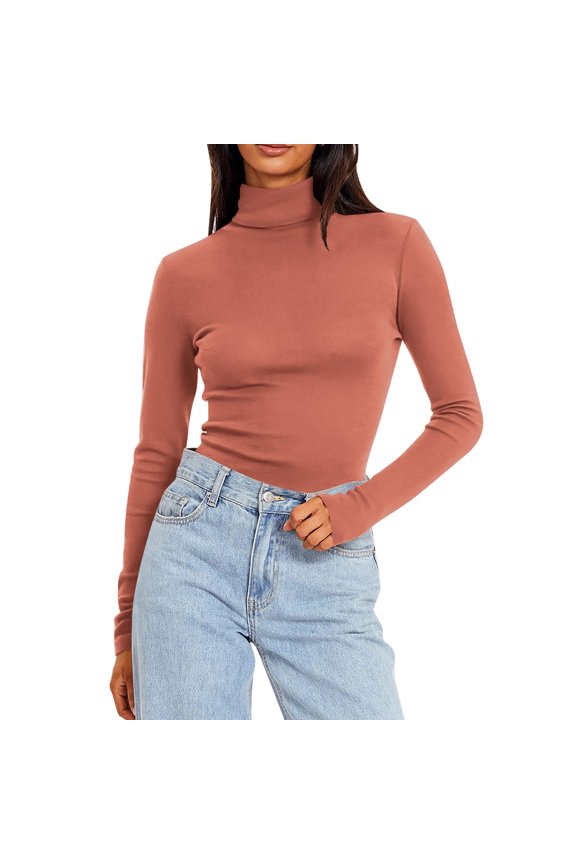 Women's Thermal Base Layer Tops 2026 Long Sleeve Turtleneck Fleece Lined Warm Undershirt Soft Pullover Shirts