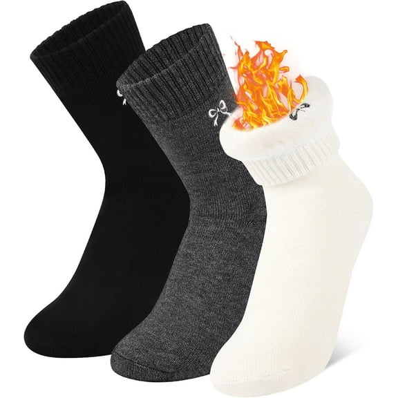 Women's Thermal Boot Socks with Plush Lining - Ultra Warm Winter Socks for Extreme Cold, 3 Pairs US(5-9)
