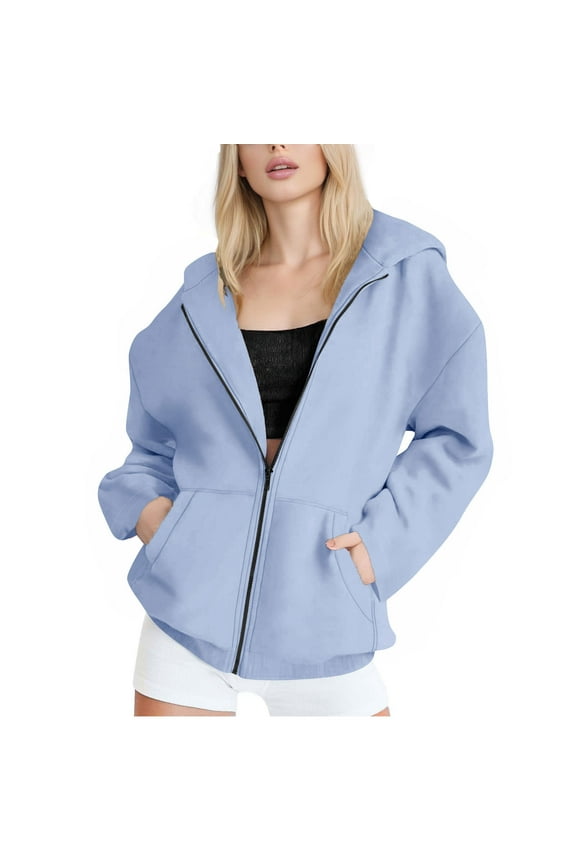Women's Thermal Cropped Zip Hoodie 2025 - Oversized Streetwear Jacket with Kangaroo Pockets, Ribbed Cuffs & Windproof Lapel