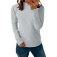 thumbnail image 1 of Women's Thermal Fleece Base Layer Top, Semi-Turtleneck Long Sleeve Shirt, Soft Warm Lining T-Shirt, Comfortable Slim Fit Layering Essential, Autumn Winter Inner Wear Light Ashy XXXXL, 1 of 7