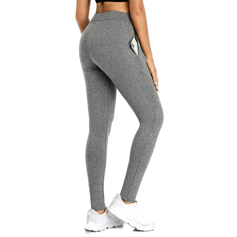 Women's Thermal Fleece Leggings Mid Rise Sport Pants with Pockets
