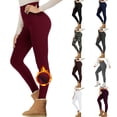 thumbnail image 1 of Women's Thermal Fleece Lined Leggings, High Waisted Yoga Pants for Winter, Warm Workout Running Pants, Tummy Control Thermal Tights for Cold Weather, Lounge-Black, 1 of 7