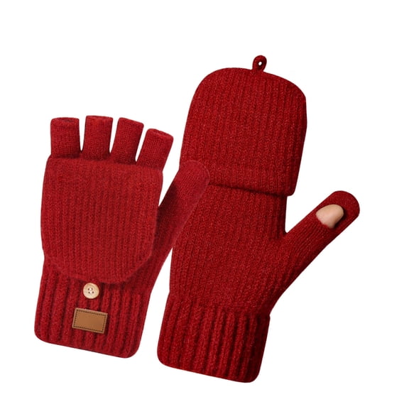 Women's Thermal Half Finger Gloves, Windproof Winter Design with Double Fleece Lining for Extreme Cold