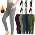 thumbnail image 1 of Women's Thermal High Waist Leggings with Pockets Fleece Lined Warm Winter Tights for Yoga and Outdoor Running, 1 of 9