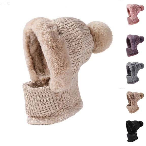 Women’s Thermal Knit Hood, Warm Winter Hat, Neck Warmer & Face Cover Combo, Windproof, Breathable, and Warm Black One Size