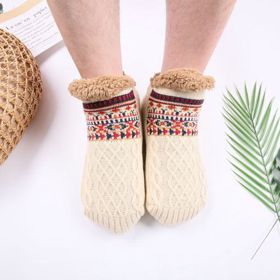 Women's Thermal Knit Slipper Socks, Soft Fleece Interior and Durable Non-Skid Soles US 7 to 13