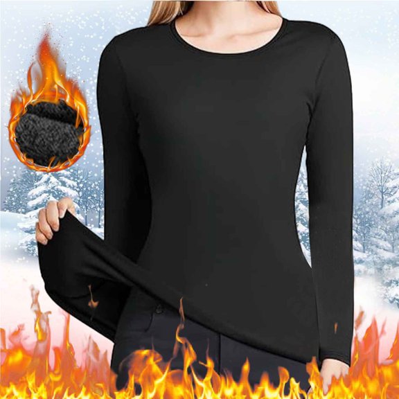 Women's Thermal Long Sleeve Pullover T-Shirt for Comfort and Warmth Ideal for Layering Under Clothing in Cold Weather